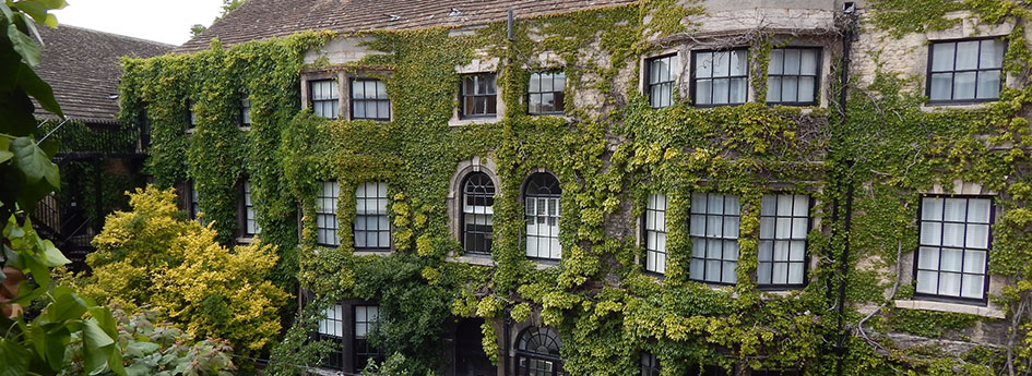 The ivy-covered courtyard elevation of The George of Stamford